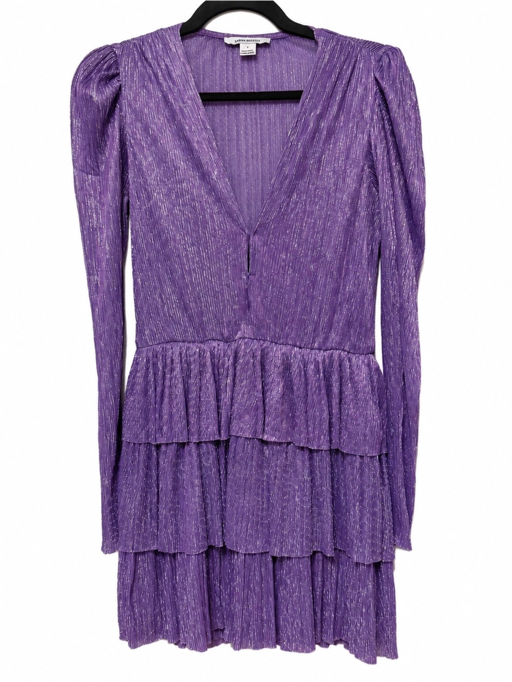 🦋 Sabina Musayev| Carry Purple Metallic Tiered Mini Dress Size S